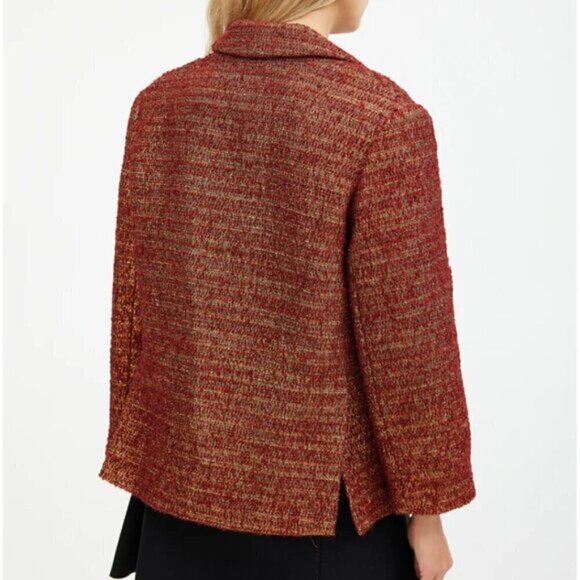 Smythe Orange Metallic Wool Tweed Blazer Size 6 - Picture 4 of 10
